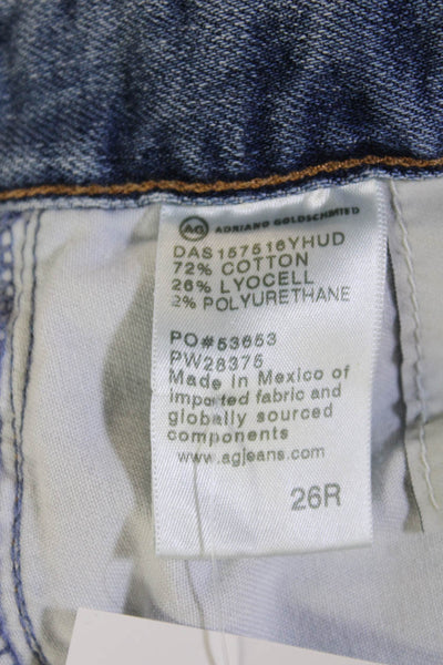 AG Adriano Goldschmied Unisex Cropped Straight High Rise Jeans Blue Size 26