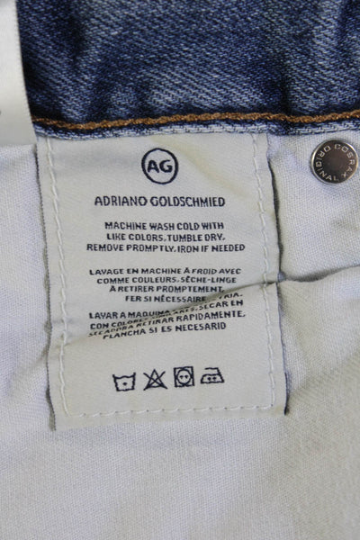 AG Adriano Goldschmied Unisex Cropped Straight High Rise Jeans Blue Size 26