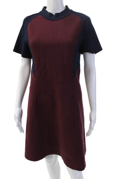 Cedric Charlier Womens Shift Dress Dark Blue Short Sleeve Size 10