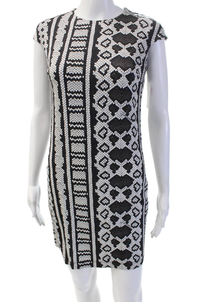 Just Cavalli Womens Black Shift Dress Short Sleeve Geometric Mini Size 42