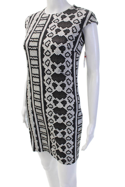Just Cavalli Womens Black Shift Dress Short Sleeve Geometric Mini Size 42