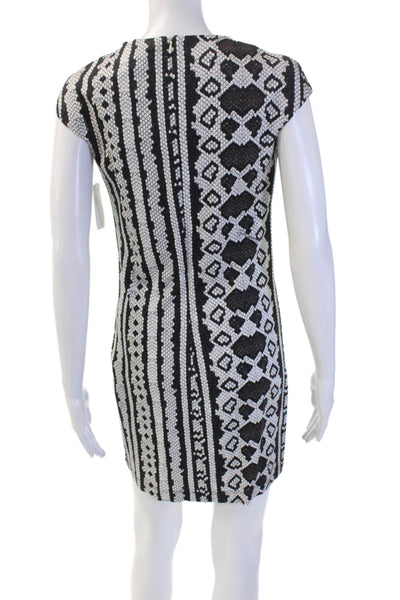 Just Cavalli Womens Black Shift Dress Short Sleeve Geometric Mini Size 42
