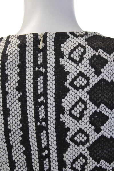 Just Cavalli Womens Black Shift Dress Short Sleeve Geometric Mini Size 42