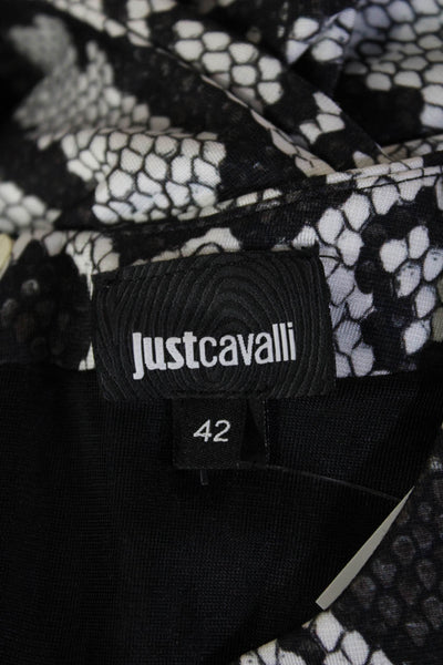 Just Cavalli Womens Black Shift Dress Short Sleeve Geometric Mini Size 42