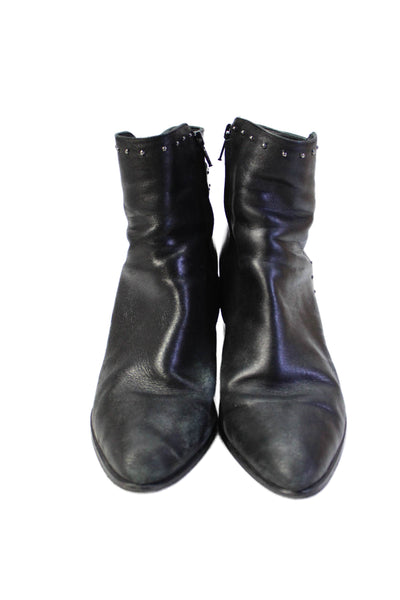 Albano Women's Pointed Toe Block Heels Studs Ankle Boots Black Size 41