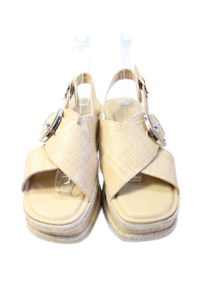 MARC FISHER LTD Womens Platform Slingbacks Sandals Beige Size 7.5 Medium