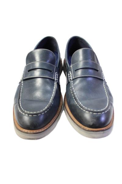 Cole Haan Grand 360 Mens Leather Slide On Casual Loafers Blue Size 10.5 Medium