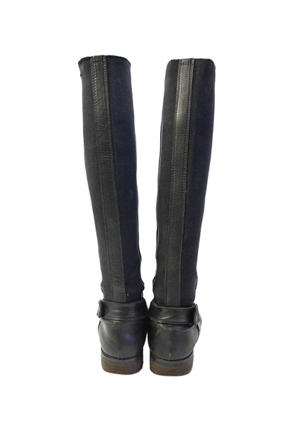 Stuart Weitzman Womens Leather Knee High Pull On Boots Black Size 7.5 Medium