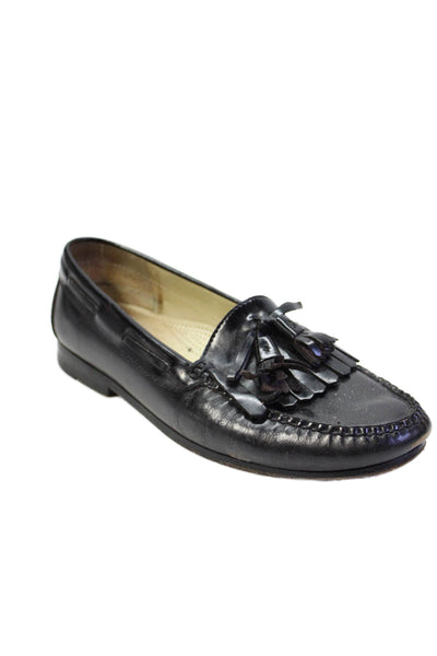 Cole Haan Mens Leather Tassel Detail Slip On Loafers Shoes Black Size 10.5B