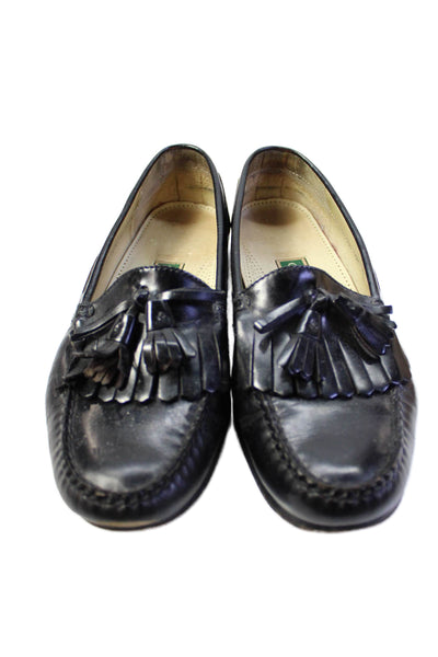 Cole Haan Mens Leather Tassel Detail Slip On Loafers Shoes Black Size 10.5B