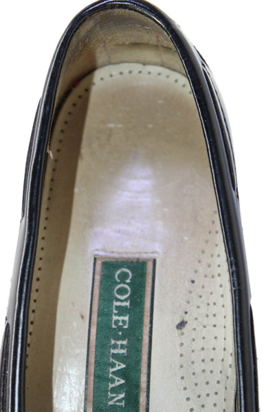 Cole Haan Mens Leather Tassel Detail Slip On Loafers Shoes Black Size 10.5B