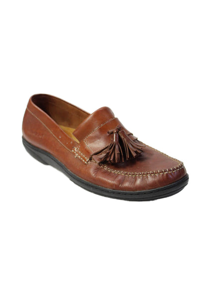 Cole Haan Mens Leather Tassel Detail Slip On Loafers Shoes Brown Size 10.5M