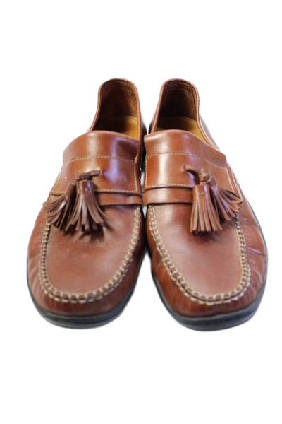 Cole Haan Mens Leather Tassel Detail Slip On Loafers Shoes Brown Size 10.5M