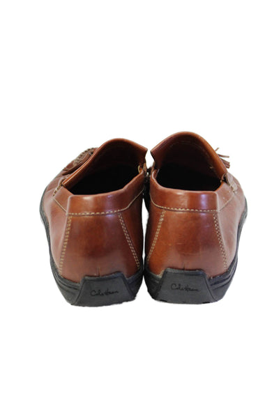 Cole Haan Mens Leather Tassel Detail Slip On Loafers Shoes Brown Size 10.5M