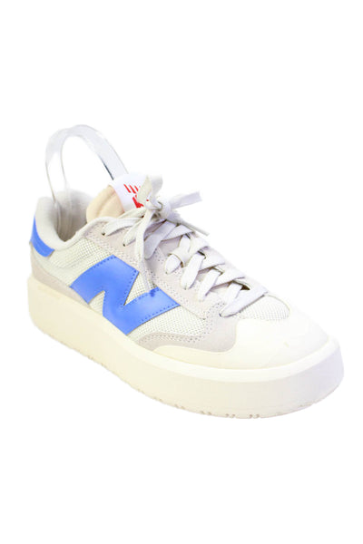New Balance Mens Suede Low Top Sneakers White Blue Size 6.5