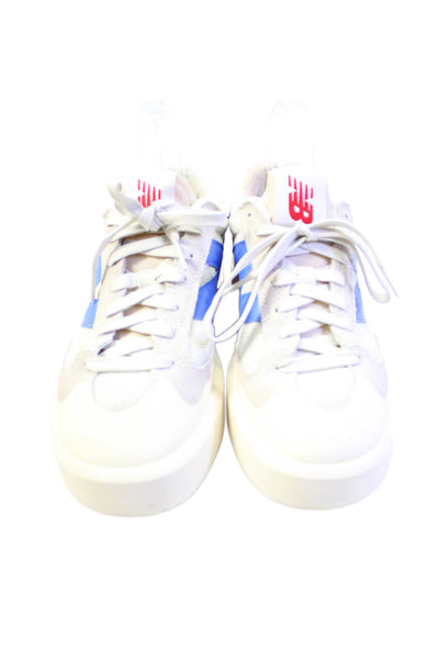 New Balance Mens Suede Low Top Sneakers White Blue Size 6.5
