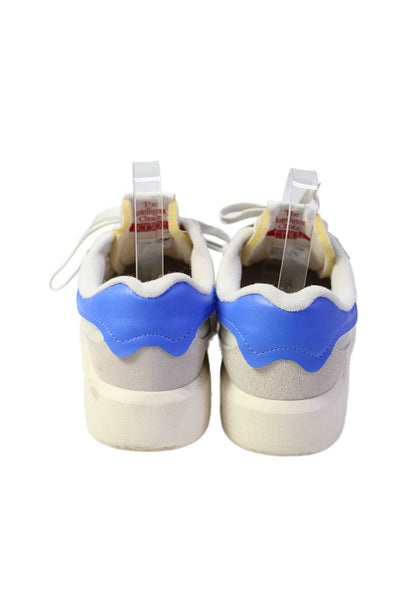 New Balance Mens Suede Low Top Sneakers White Blue Size 6.5