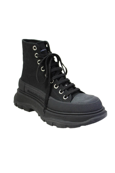 Alexander McQueen Womens Platform Lace Up Tread Ankle Boots Black Size 38.5 8.5
