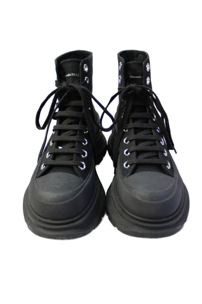 Alexander McQueen Womens Platform Lace Up Tread Ankle Boots Black Size 38.5 8.5
