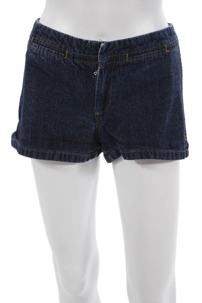 Tommy Hilfiger Unisex Dark Blue Cotton Solid 90s Button Shorts Size 4