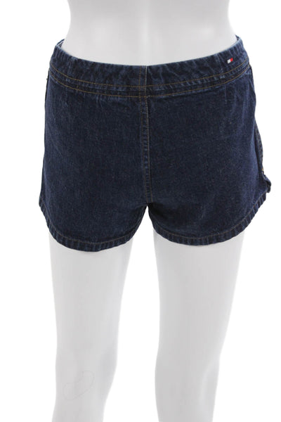 Tommy Hilfiger Unisex Dark Blue Cotton Solid 90s Button Shorts Size 4