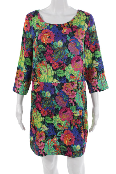 HD In Paris Women Shift Floral Knee Length Dress Zip Size XS