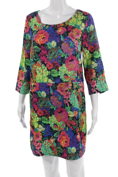 HD In Paris Women Shift Floral Knee Length Dress Zip Size XS