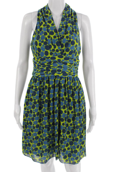 Marc New York Women Fit & Flare Sundress Blue Geometric Zip Knee-Length Size 6