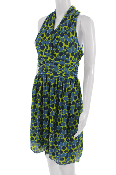 Marc New York Women Fit & Flare Sundress Blue Geometric Zip Knee-Length Size 6