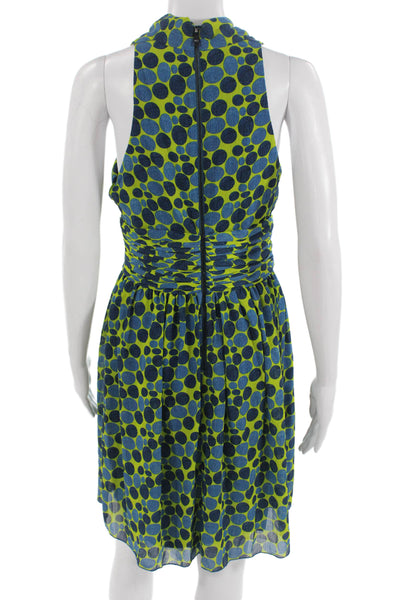 Marc New York Women Fit & Flare Sundress Blue Geometric Zip Knee-Length Size 6