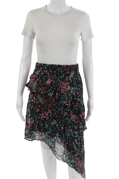 IRO Womens Black Floral Wrap Skirt Knee Length Viscose Size 36