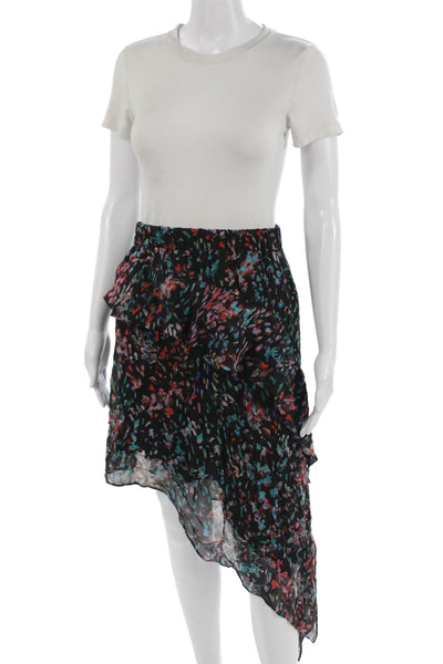 IRO Womens Black Floral Wrap Skirt Knee Length Viscose Size 36