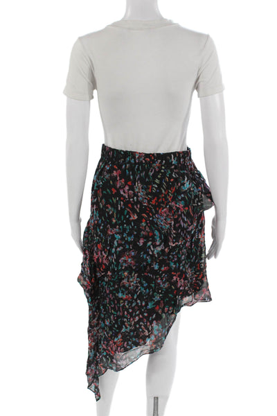 IRO Womens Black Floral Wrap Skirt Knee Length Viscose Size 36
