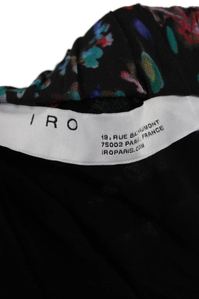 IRO Womens Black Floral Wrap Skirt Knee Length Viscose Size 36