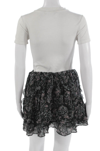 IRO Womens Mini Flare Skirt Black Floral Viscose Size 36
