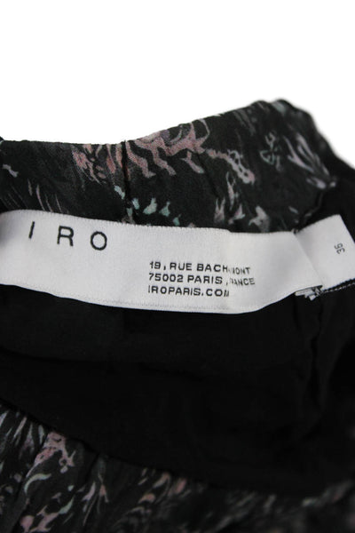 IRO Womens Mini Flare Skirt Black Floral Viscose Size 36