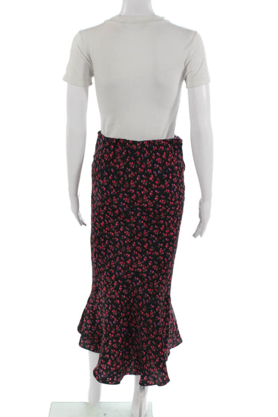 Topshop Womens Black Floral Long Trumpet Skirt 100% Polyester Size 4