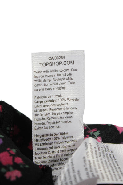 Topshop Womens Black Floral Long Trumpet Skirt 100% Polyester Size 4