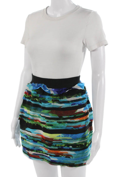 Rag & Bone Womens Black Graphic Silk Cotton Mini Skirt Size M