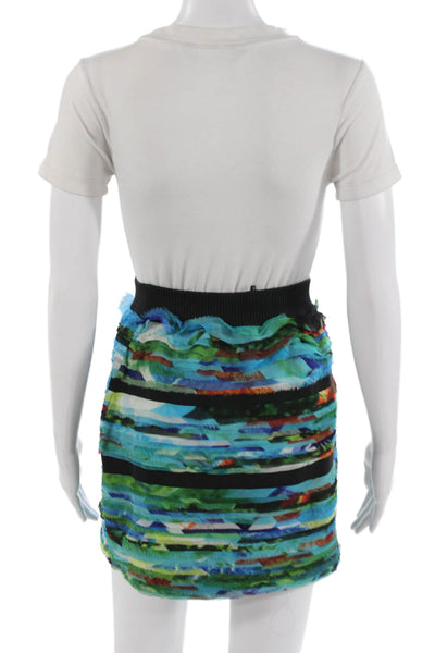 Rag & Bone Womens Black Graphic Silk Cotton Mini Skirt Size M