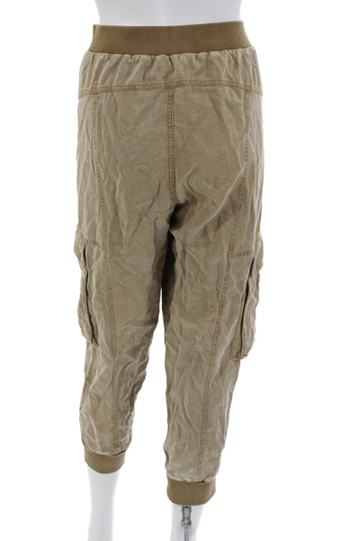 Anthropologie Womens Petite Cargo Jogger Cropped Pants Tan Size PM
