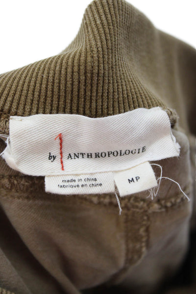 Anthropologie Womens Petite Cargo Jogger Cropped Pants Tan Size PM
