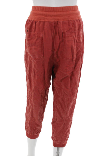 Anthropologie Womens Cropped Jogger Pants Orange Drawstring Size M