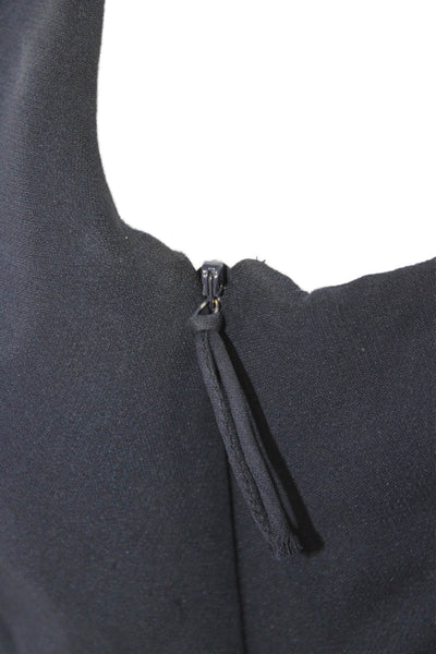 J. Mendel Womens Sheath Dress Dark Blue Leather Sleeveless Knee Length Size 4