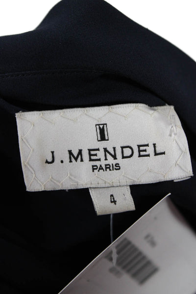 J. Mendel Womens Sheath Dress Dark Blue Leather Sleeveless Knee Length Size 4