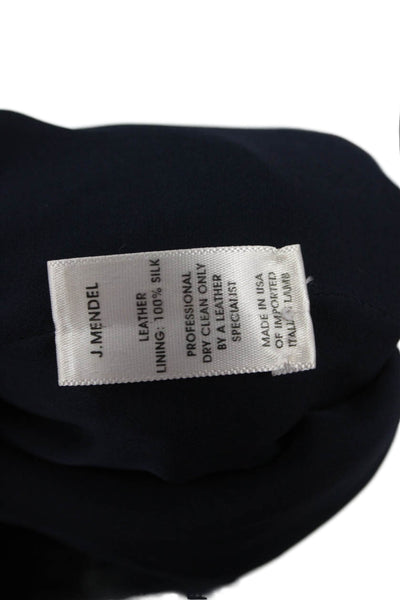 J. Mendel Womens Sheath Dress Dark Blue Leather Sleeveless Knee Length Size 4
