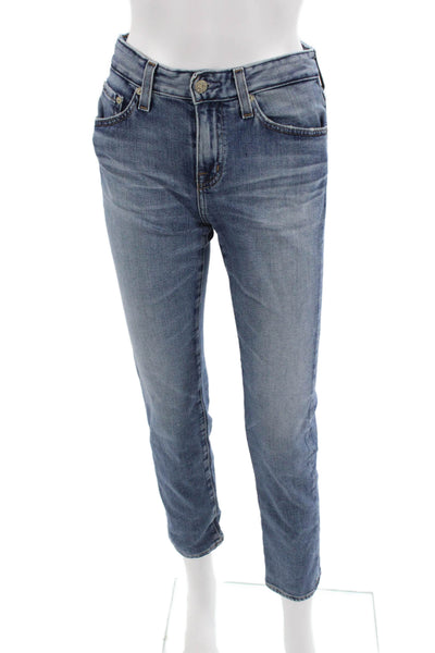 AG Adriano Goldschmied Women Petite Ankle Cropped Jeans Blue Mid Rise Size 23