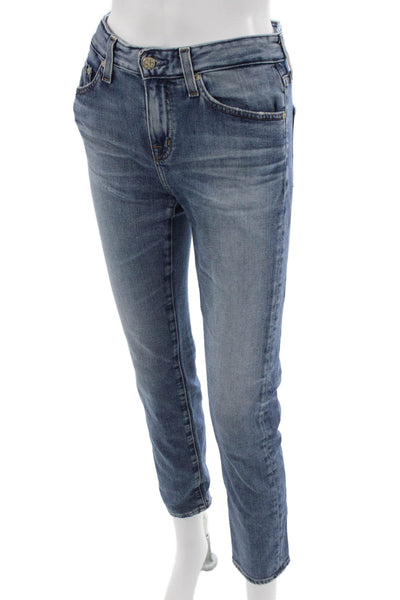 AG Adriano Goldschmied Women Petite Ankle Cropped Jeans Blue Mid Rise Size 23