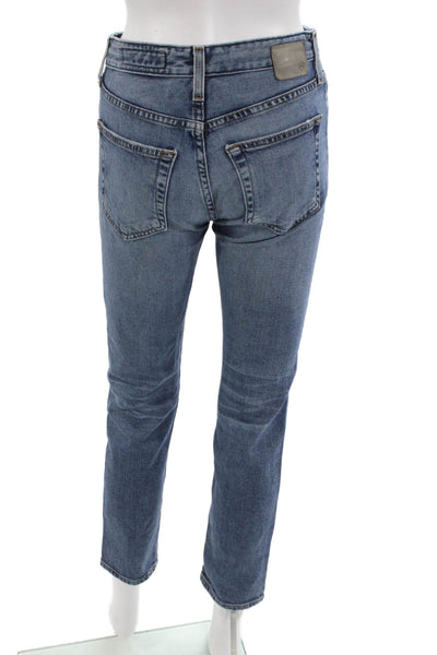 AG Adriano Goldschmied Women Petite Ankle Cropped Jeans Blue Mid Rise Size 23