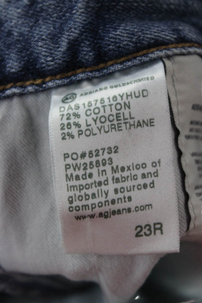 AG Adriano Goldschmied Women Petite Ankle Cropped Jeans Blue Mid Rise Size 23